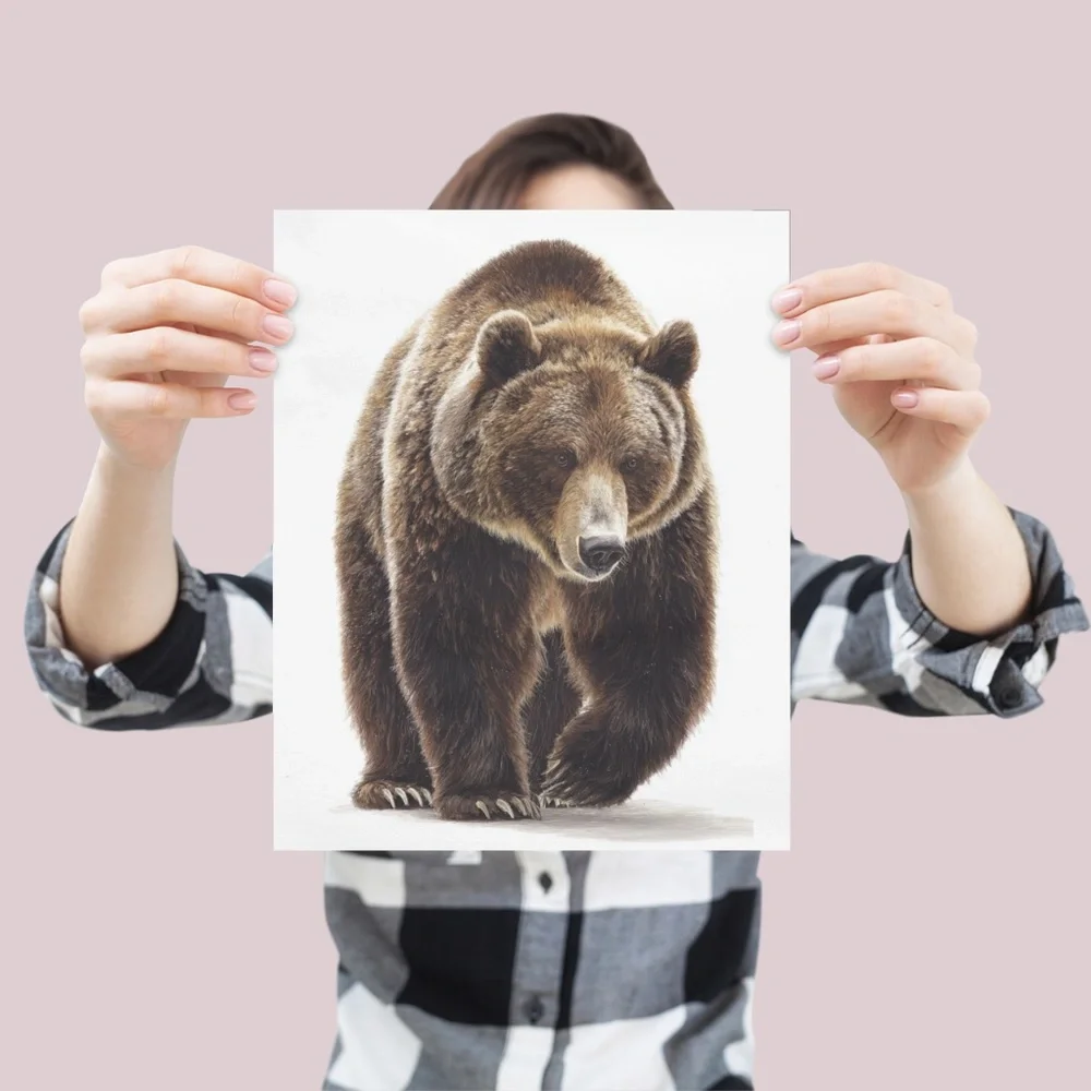 Watercolor Grizzly Bear Portrait Wall Art Print Poster - Unframed Artwork - Picture 4 of 5
